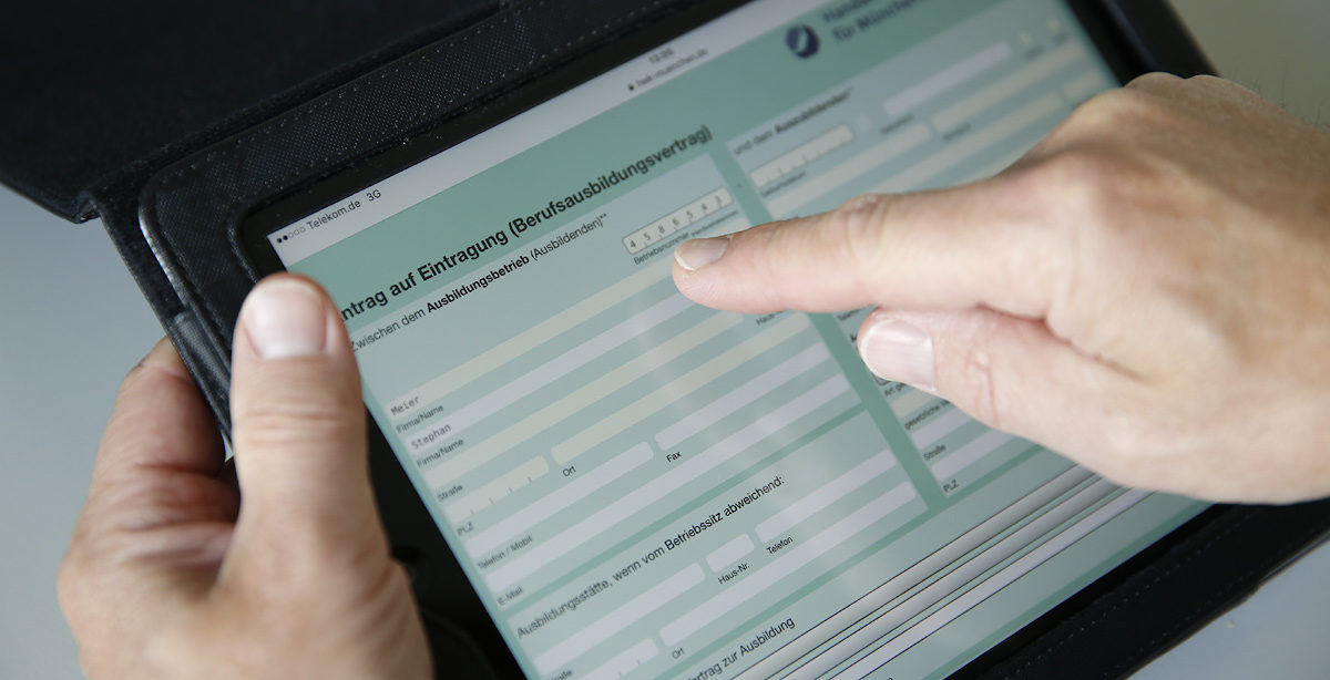 Online-Formular des Lehrvertrags